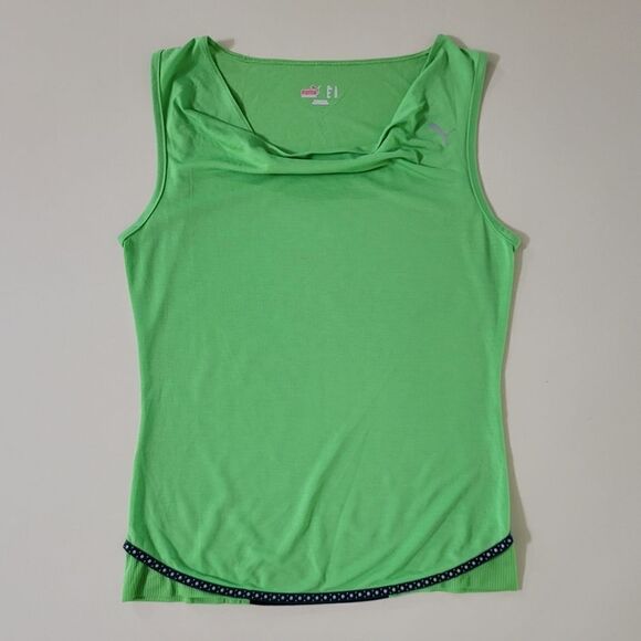 PUMA Women's Green Cowlneck Tank Top - Picture 1 of 9